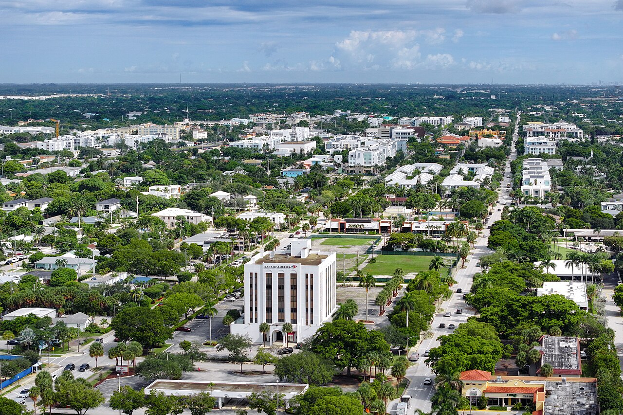 Aerial view of downtown Delray Beach looking north along Federal Highway